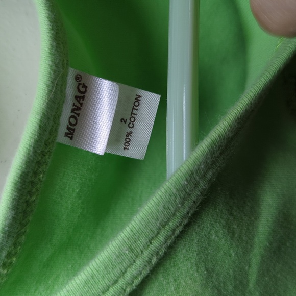 Monag Monagrammed Green & Pink Polka Dot Carriage Tank with Ruffle Girls Size 2 - Picture 3 of 4